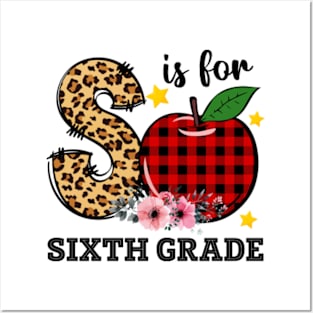 S Is For Sixth Grade Teacher Leopard Back To School Posters and Art